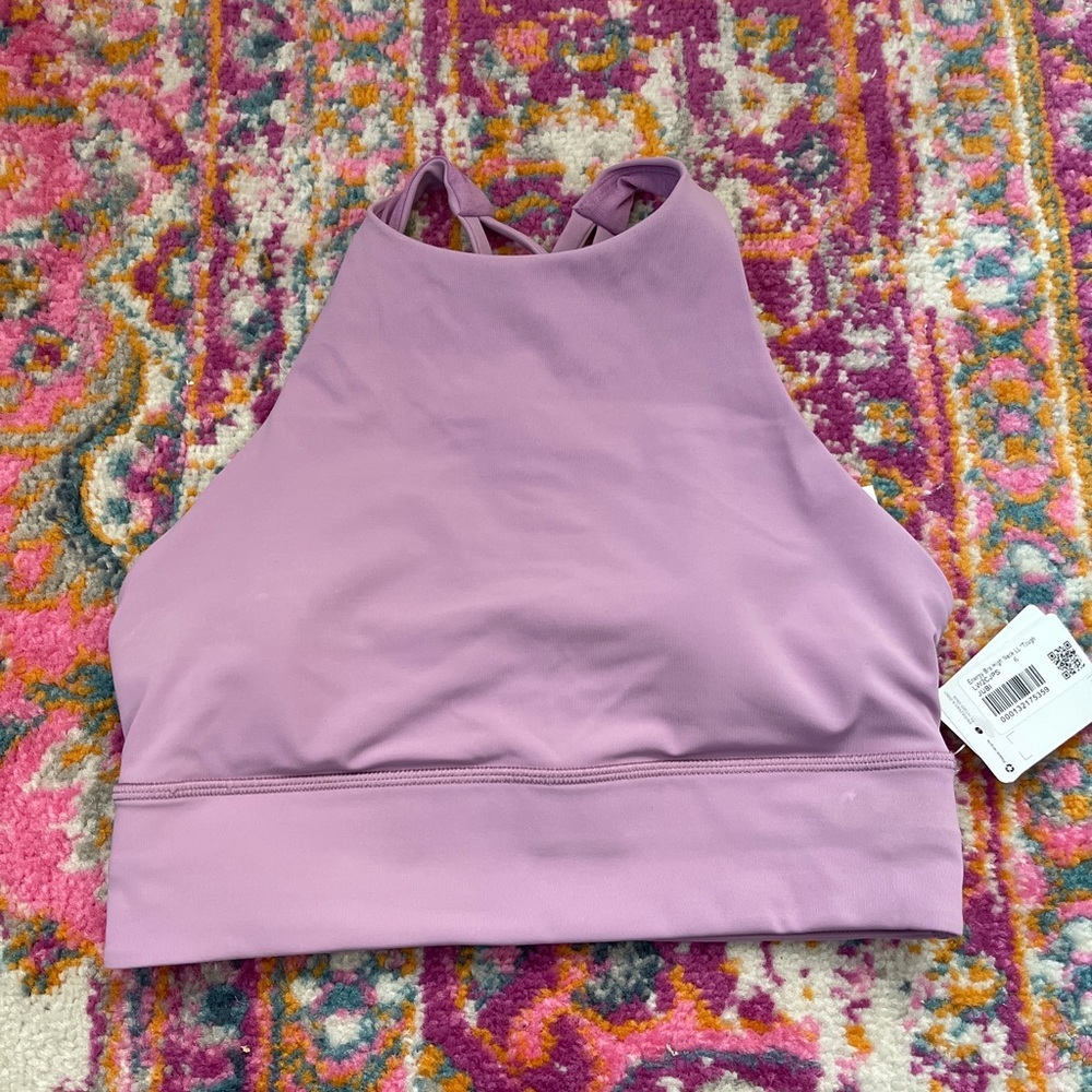Purple lululemon high neck long line energy bra